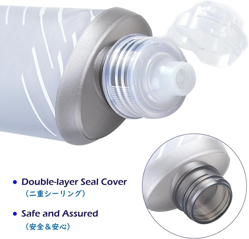 TRIWONDER Water Bottles TPU Soft Flasks Collapsible Running Flasks for Hydration Pack Backpack Hiking Cycling (170ml/5.75oz - Pack of 2) - Image 5